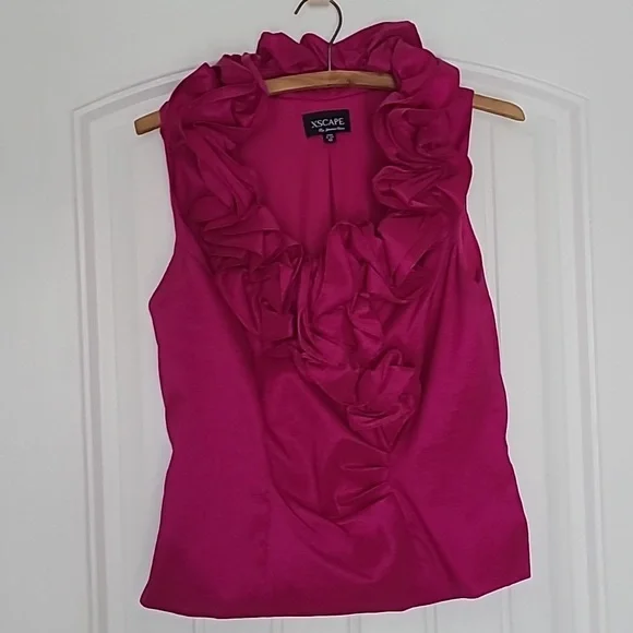 XSCAPE Hot Pink Ruffled top - Picture 1 of 4
